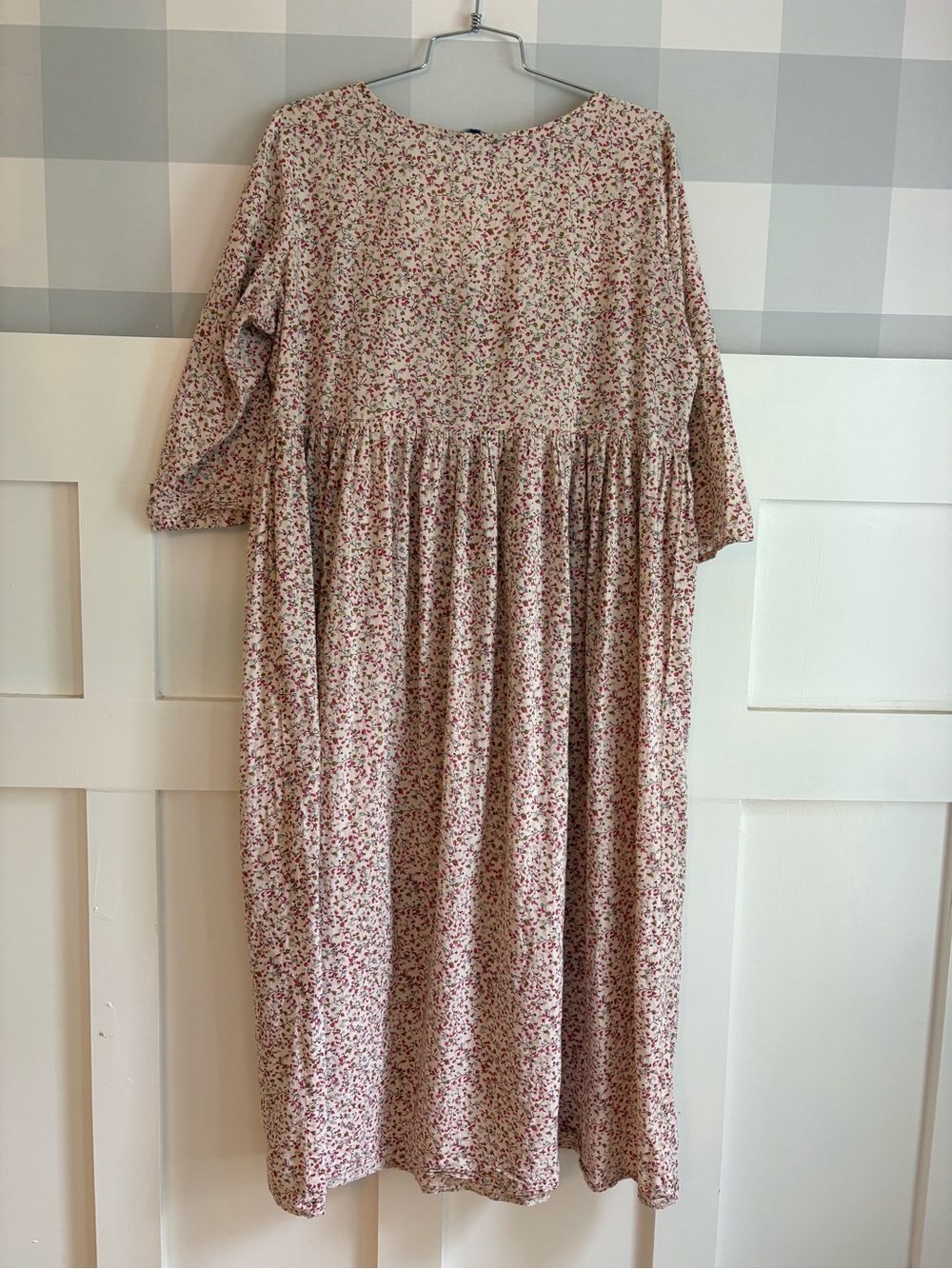 Soft Pink 100% Cotton Floral Maxi Dress with Button Front 2XL - Picture 8 of 9